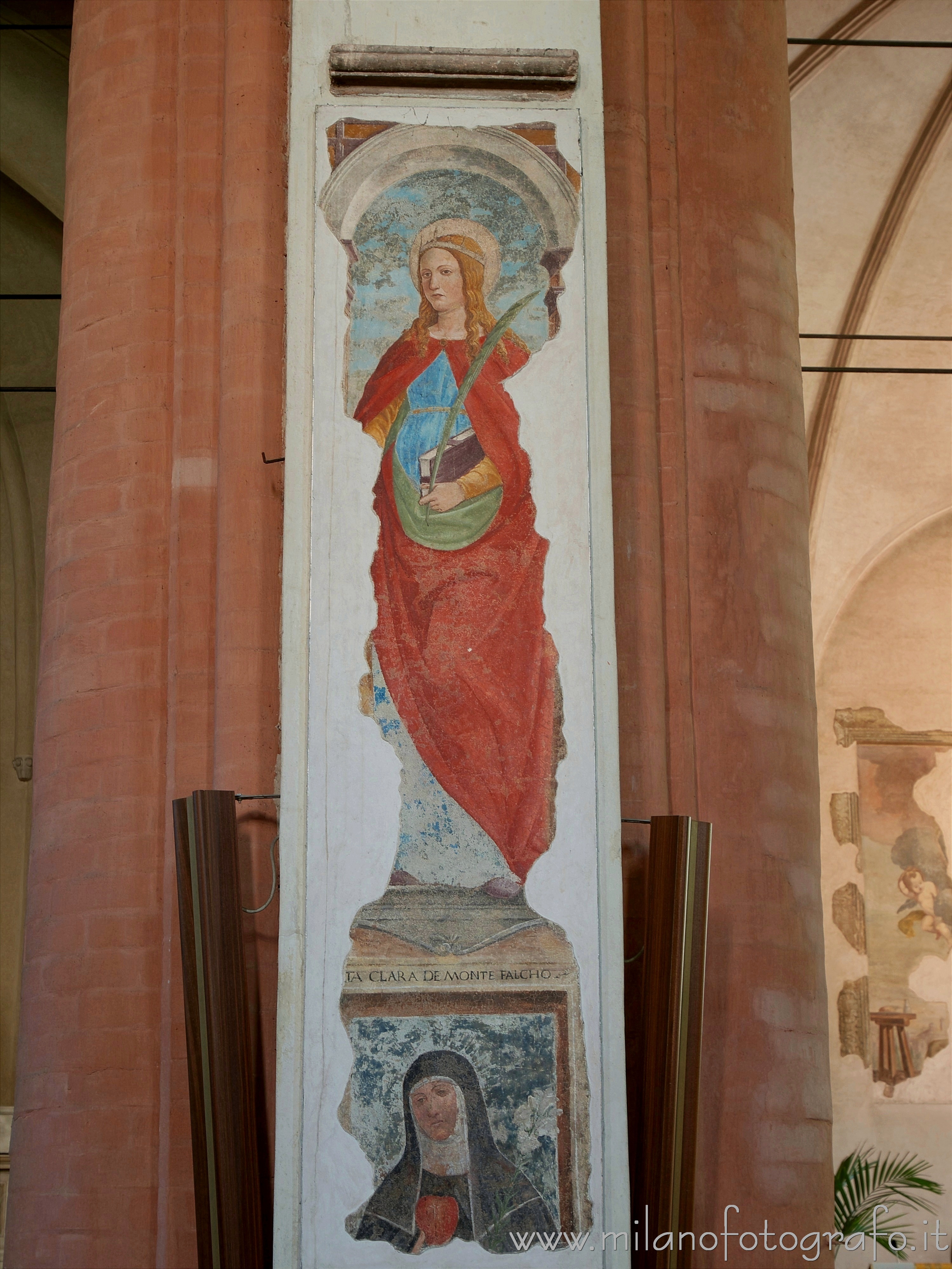 Milan (Italy) - Fresco di Santa Caterina d’Alessandria e Santa Chiara da Montefalco